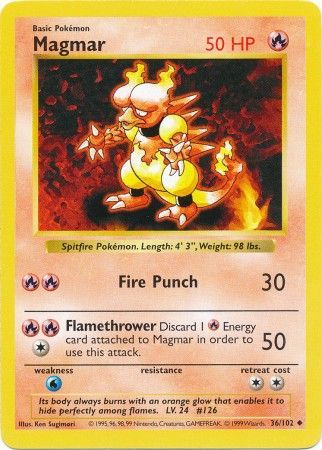 Magmar (36/102) [Base Set Shadowless Unlimited] - PCA Designer Toys