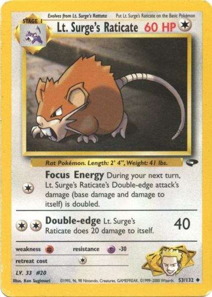 Lt. Surge's Raticate (53/132) [Gym Challenge Unlimited] - PCA Designer Toys