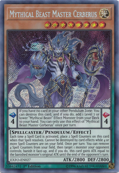 Mythical Beast Master Cerberus [EXFO-EN027] Secret Rare - PCA Designer Toys