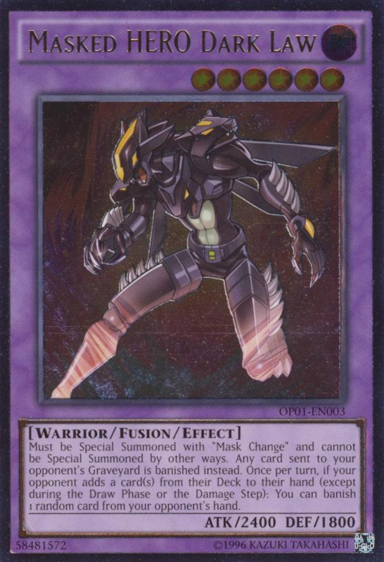 Masked HERO Dark Law [OP01-EN003] Ultimate Rare - PCA Designer Toys