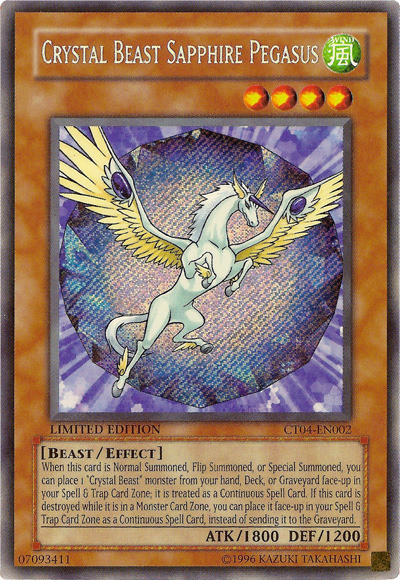 Crystal Beast Sapphire Pegasus [CT04-EN002] Secret Rare - PCA Designer Toys