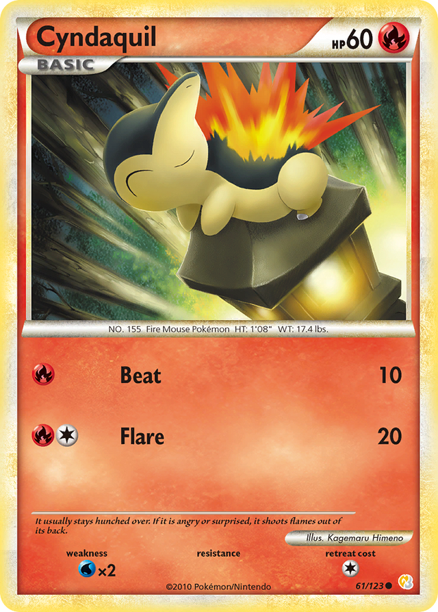 Cyndaquil (61/123) [HeartGold & SoulSilver: Base Set] - PCA Designer Toys