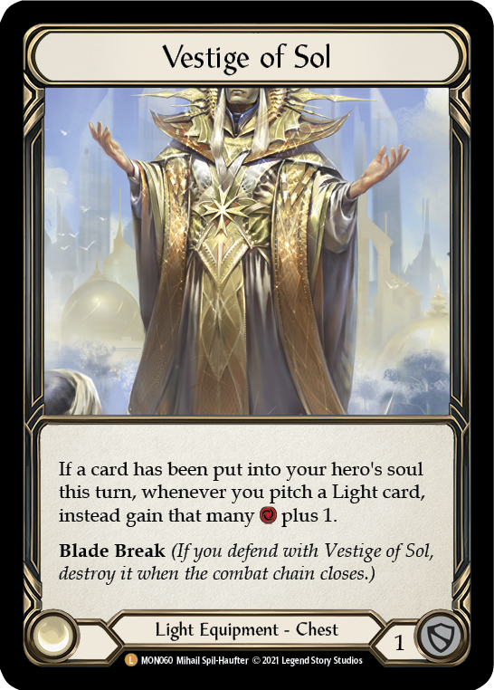 Vestige of Sol [MON060-CF] (Monarch)  1st Edition Cold Foil - PCA Designer Toys