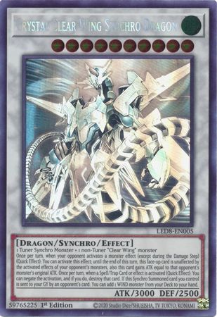 Crystal Clear Wing Synchro Dragon [LED8-EN005] Ghost Rare - PCA Designer Toys