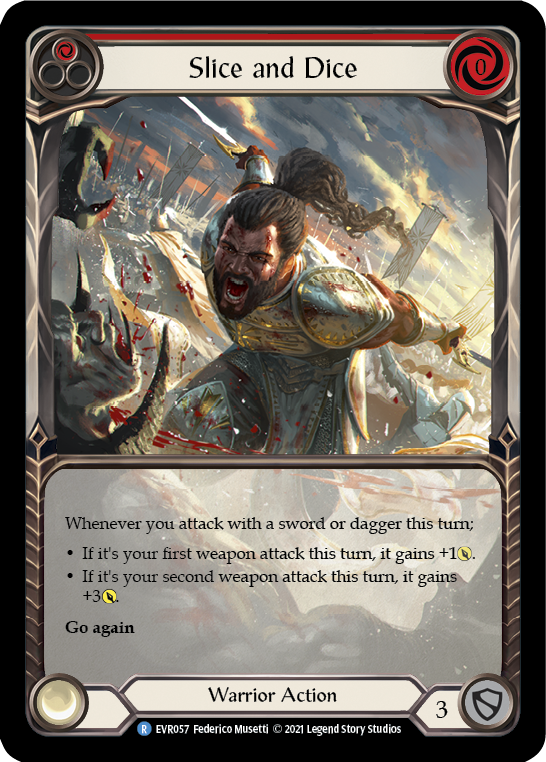 Slice and Dice (Red) [EVR057] (Everfest)  1st Edition Extended Art Rainbow Foil - PCA Designer Toys