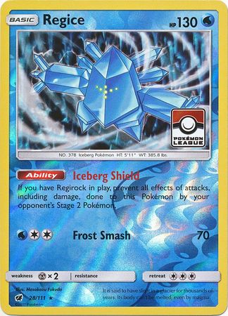 Regice (28/111) (League Promo) [Sun & Moon: Crimson Invasion] - PCA Designer Toys