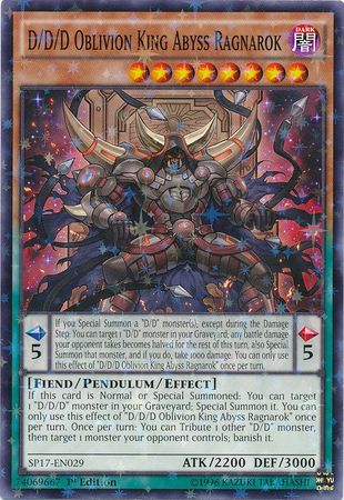 D/D/D Oblivion King Abyss Ragnarok [SP17-EN029] Starfoil Rare - PCA Designer Toys
