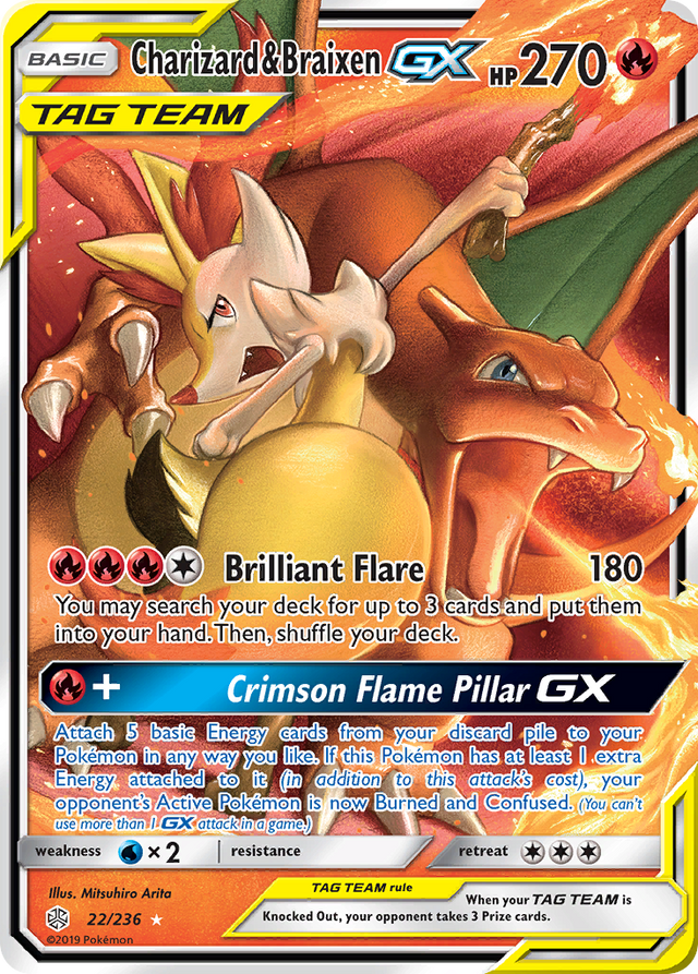 Charizard & Braixen GX (22/236) [Sun & Moon: Cosmic Eclipse] - PCA Designer Toys
