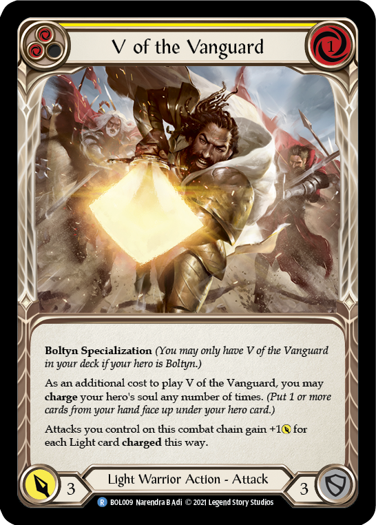 V of the Vanguard [BOL009] (Monarch Boltyn Blitz Deck) - PCA Designer Toys