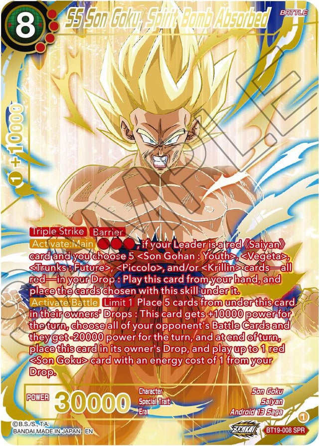 SS Son Goku, Spirit Bomb Absorbed (SPR) (BT19-008) [Fighter's Ambition] - PCA Designer Toys