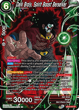 Dark Broly, Spirit Boost Berserker (Starter Deck - Darkness Reborn) (SD16-03) [Cross Spirits] - PCA Designer Toys