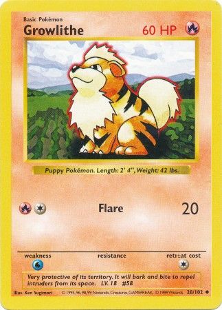 Growlithe (28/102) [Base Set Shadowless Unlimited] - PCA Designer Toys