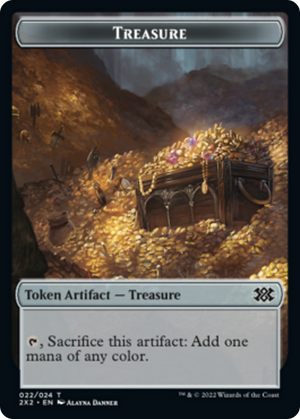Cat Dragon // Treasure Double-sided Token [Double Masters 2022 Tokens] - PCA Designer Toys