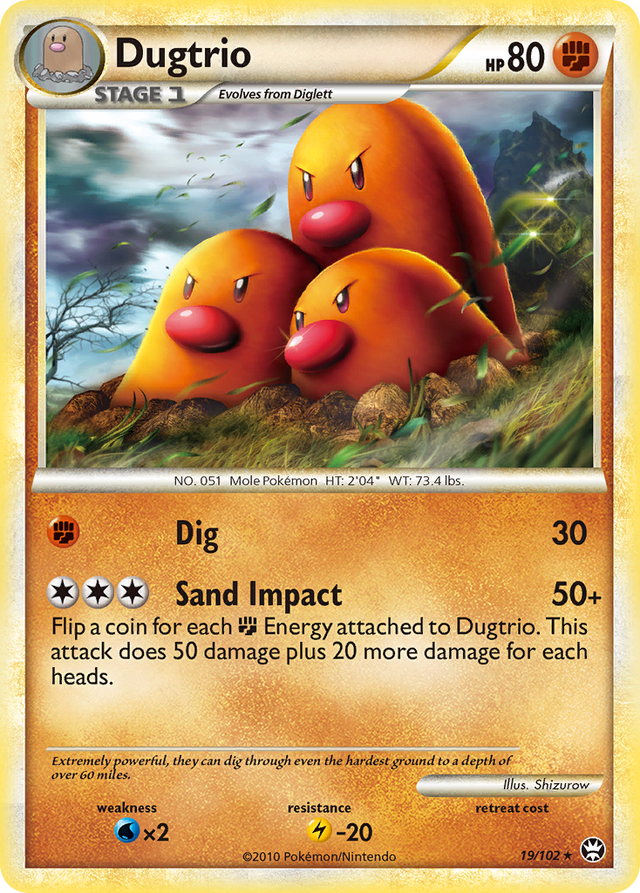 Dugtrio (19/102) [HeartGold & SoulSilver: Triumphant] - PCA Designer Toys