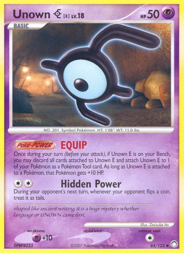 Unown E (65/123) [Diamond & Pearl: Mysterious Treasures] - PCA Designer Toys