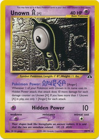 Unown [A] (33/75) [Neo Discovery Unlimited] - PCA Designer Toys