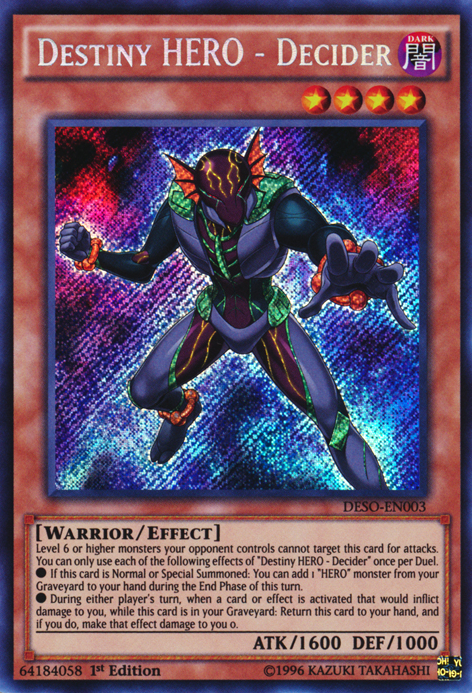 Destiny HERO - Decider [DESO-EN003] Secret Rare - PCA Designer Toys