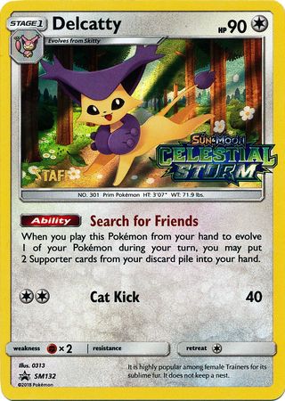 Delcatty (SM132) (Staff Prerelease Promo) [Sun & Moon: Black Star Promos] - PCA Designer Toys